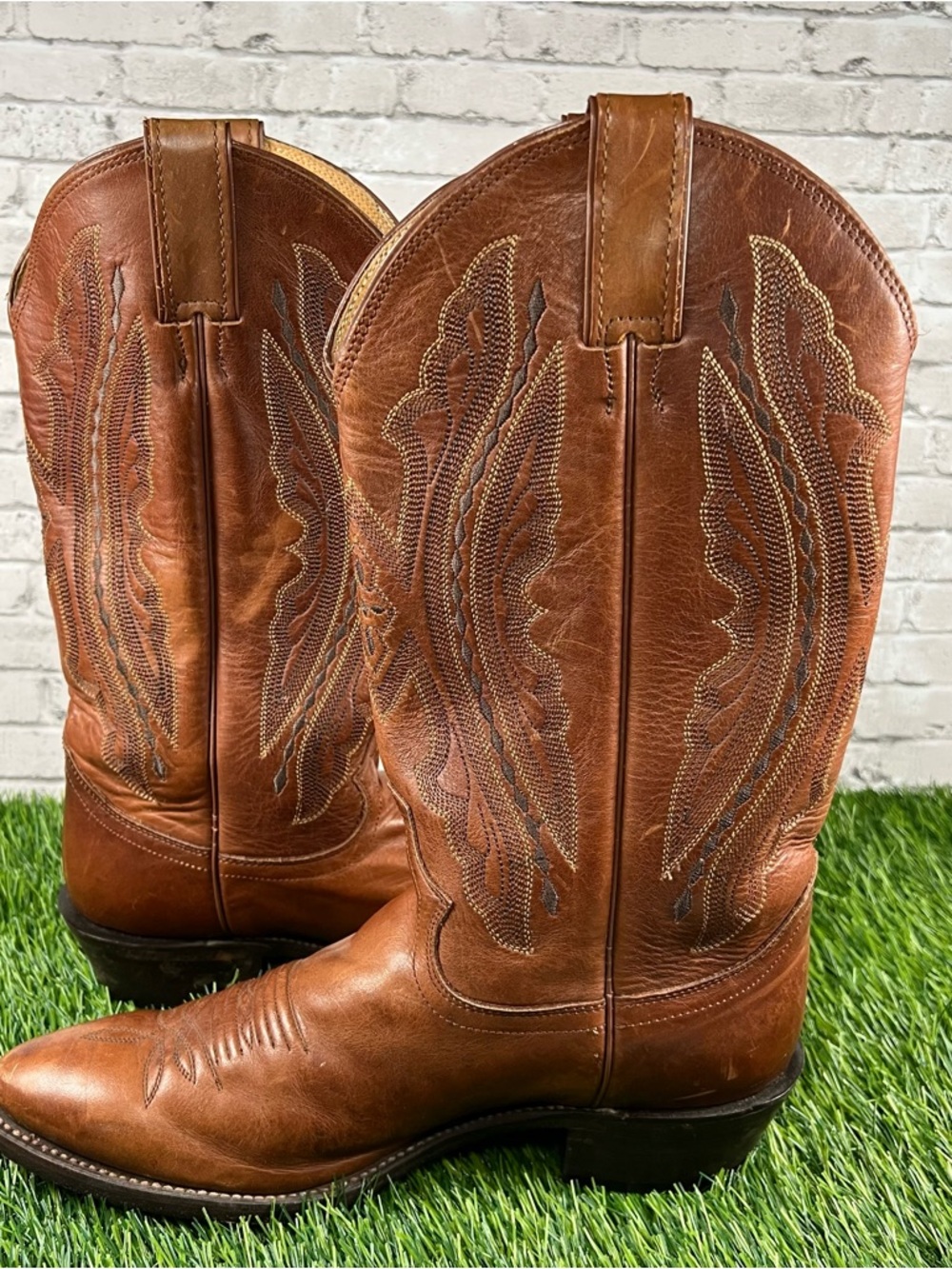 VTG MENS JUSTIN COWBOY BROWN BOOTS SIZE 9 D - Picture 7 of 10